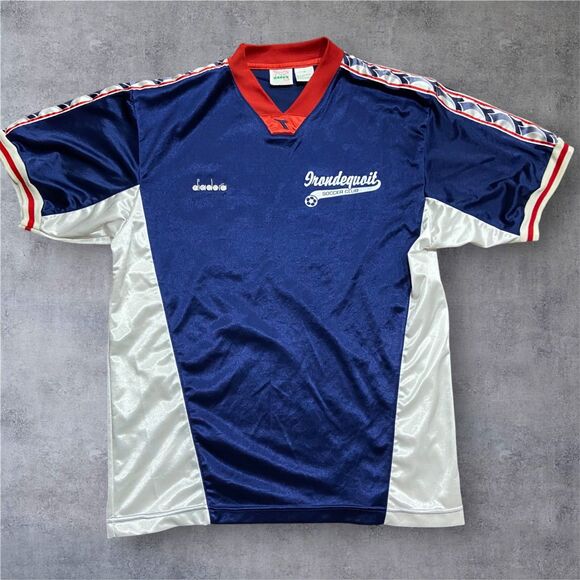 Diadora Vintage Irondequoit Soccer Team Navy Red White Jersey Men's Size Medium - Picture 1 of 9